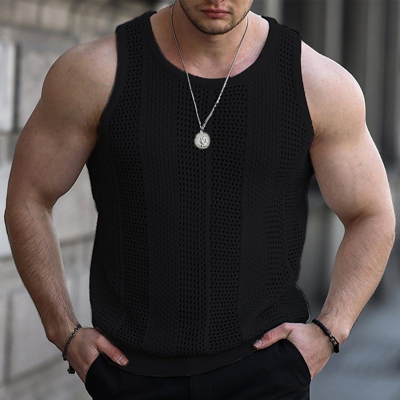Open-Knit Fitted Tank Top