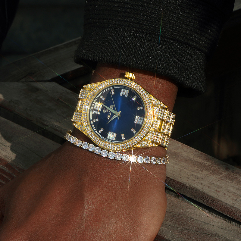 Iced Sapphire Roman Numerals Dial Watch