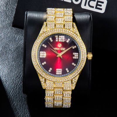 Luxury Iced Ruby Roman Numerals Dial Watch
