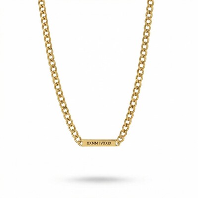 Women's 5mm Personalized Engraved Cuban ID Necklace in Gold