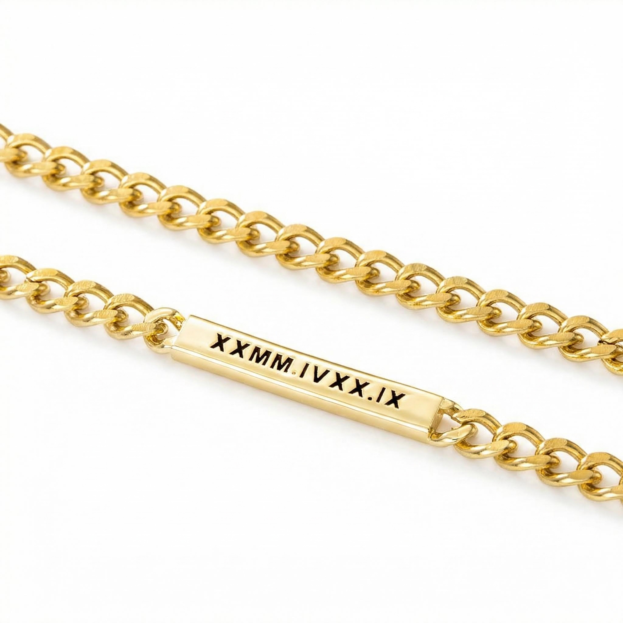 Women's 5mm Personalized Engraved Cuban ID Necklace in Gold Women's 5mm Personalized Engraved Cuban ID Necklace in Gold