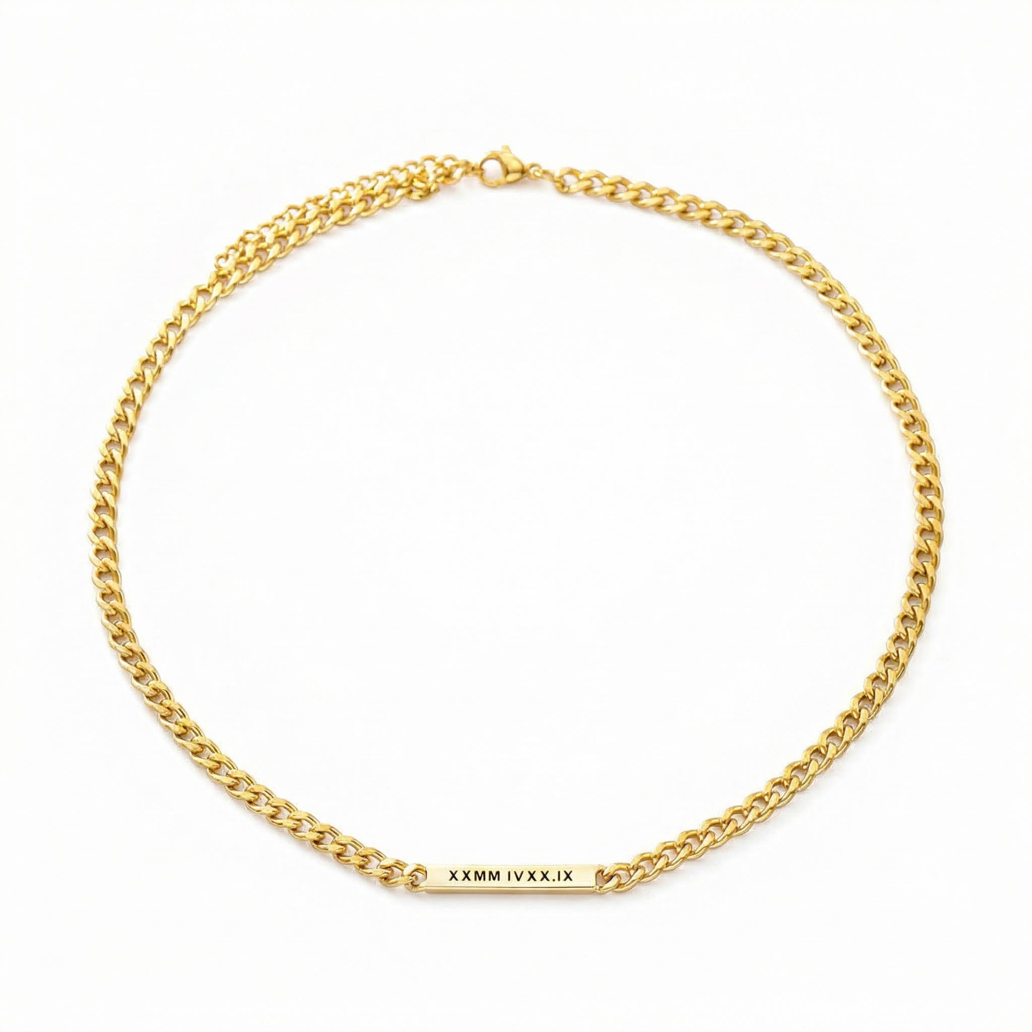 Women's 5mm Personalized Engraved Cuban ID Necklace in Gold Women's 5mm Personalized Engraved Cuban ID Necklace in Gold