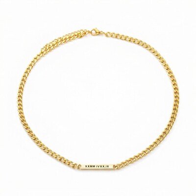 Women's 5mm Personalized Engraved Cuban ID Necklace in Gold