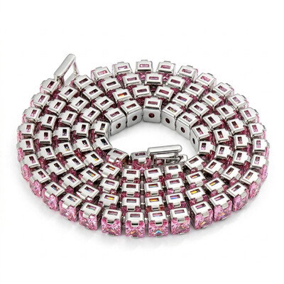 5mm Pink Stones Women Tennis Chain