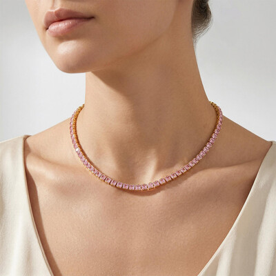5mm Pink Stones Women Tennis Chain