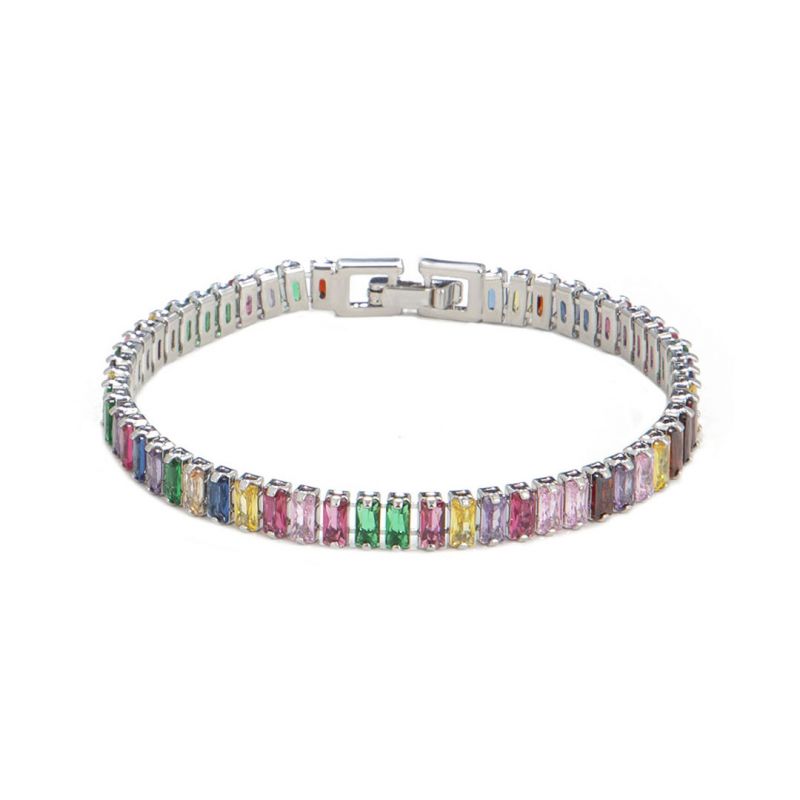 Multicolor Emerald Cut Tennis Bracelet for Women