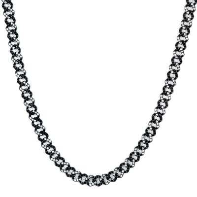 11mm Black & White Stones Cuban Chain for Women