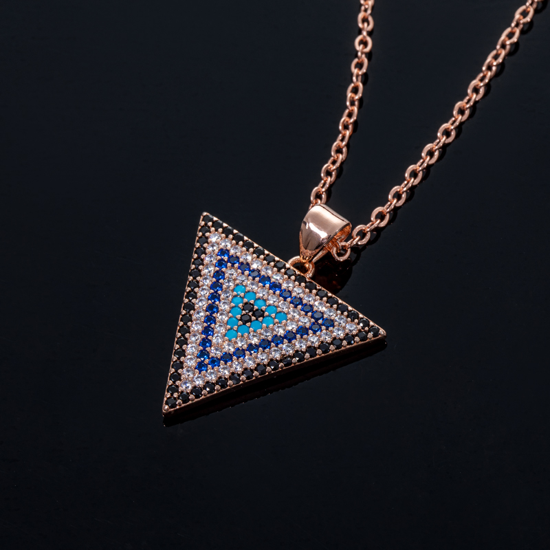Iced Triangle Devil Eye Necklace