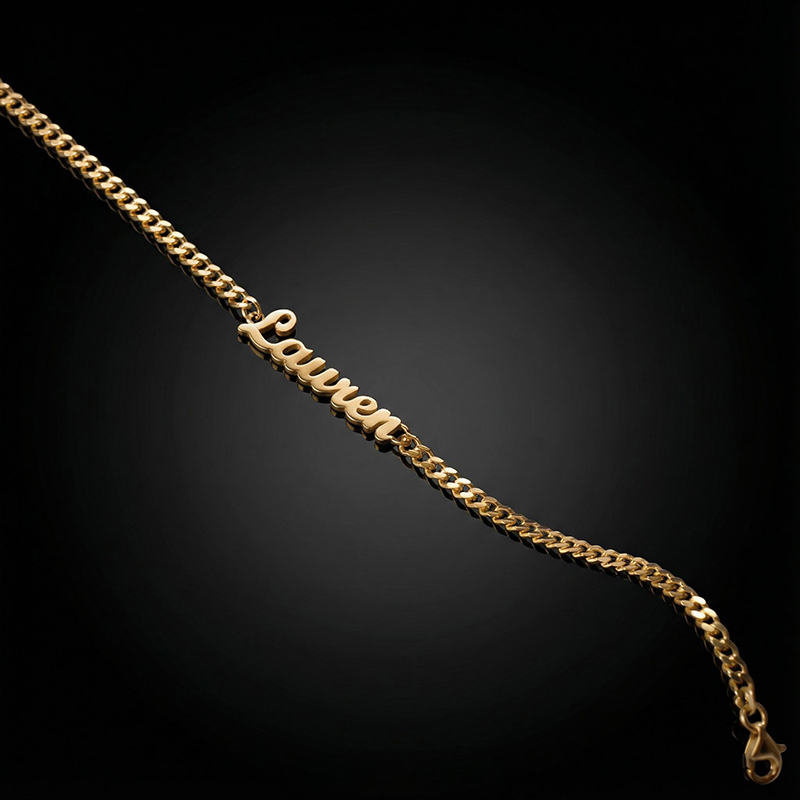 Custom Font Name Bracelet/Anklet with 3mm Cuban Link