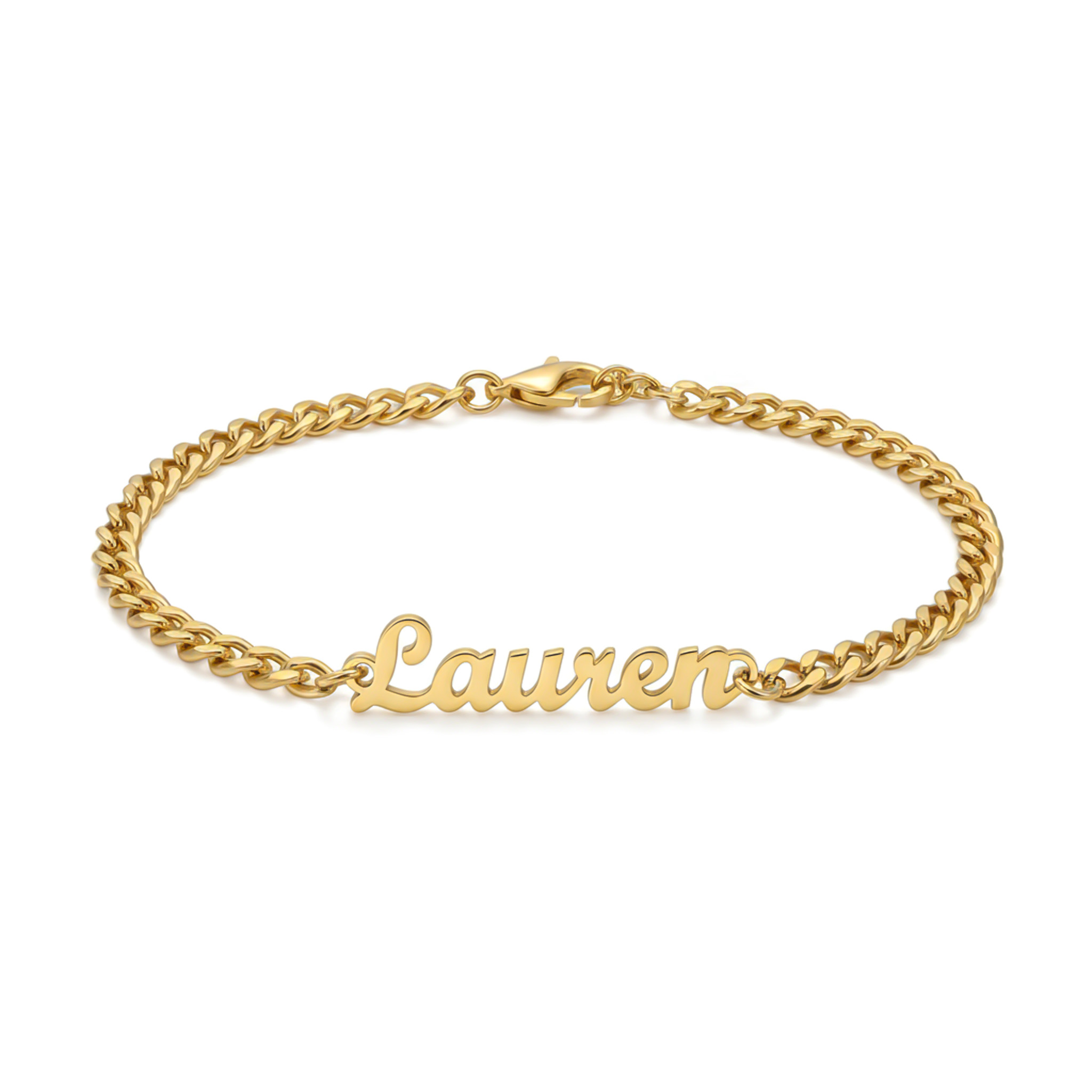 Custom Font Name Bracelet/Anklet with 3mm Cuban Link