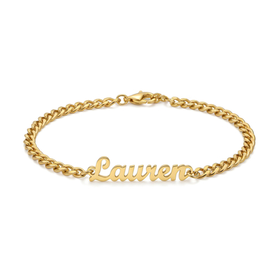 Custom Font Name Bracelet/Anklet with 3mm Cuban Link