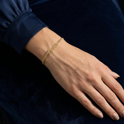 Custom Font Name Bracelet/Anklet with 3mm Cuban Link