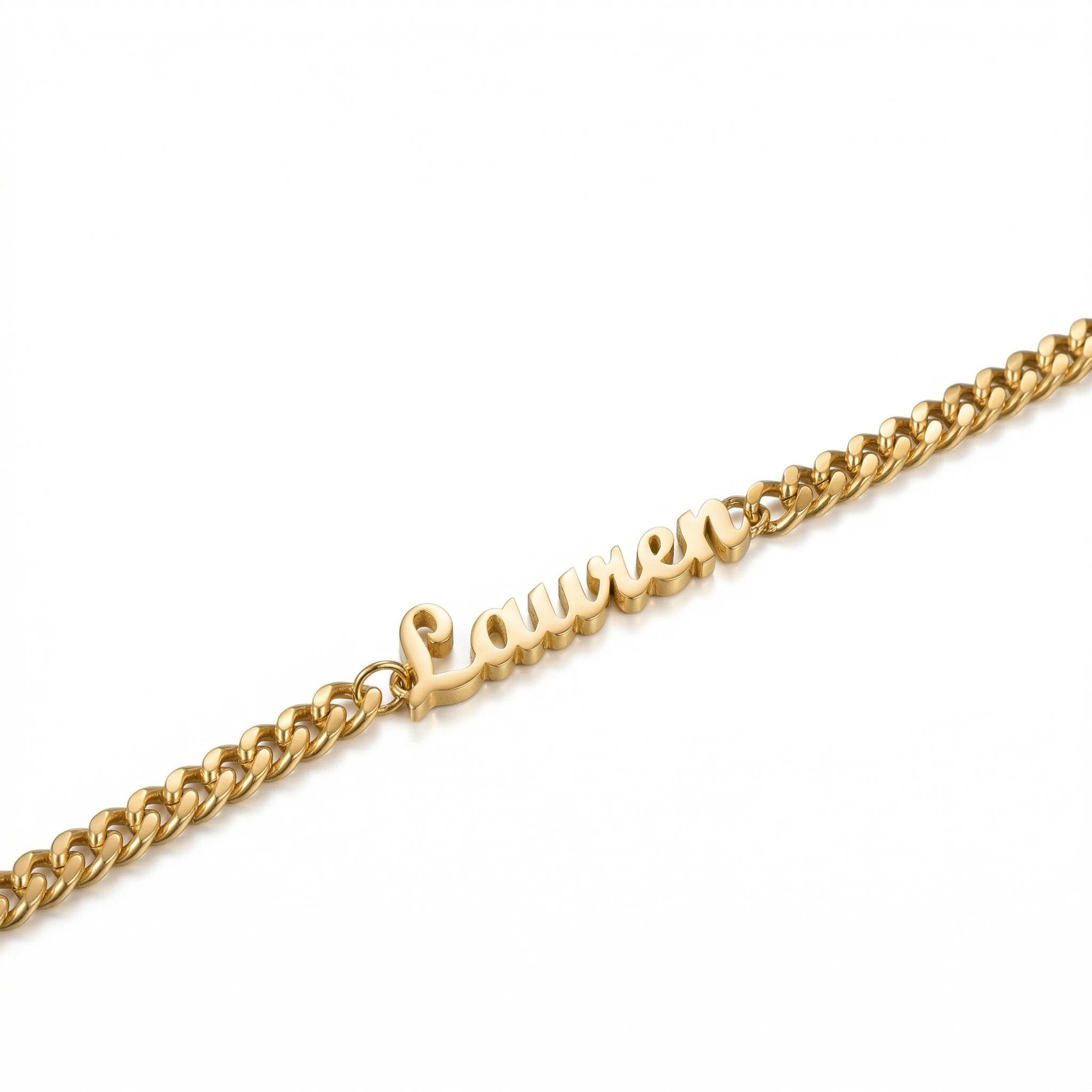 Custom Font Name Bracelet/Anklet with 3mm Cuban Link