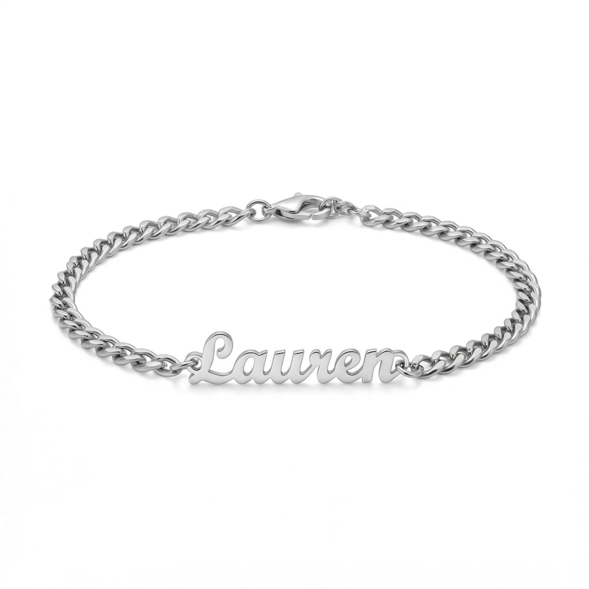Custom Font Name Bracelet/Anklet with 3mm Cuban Link