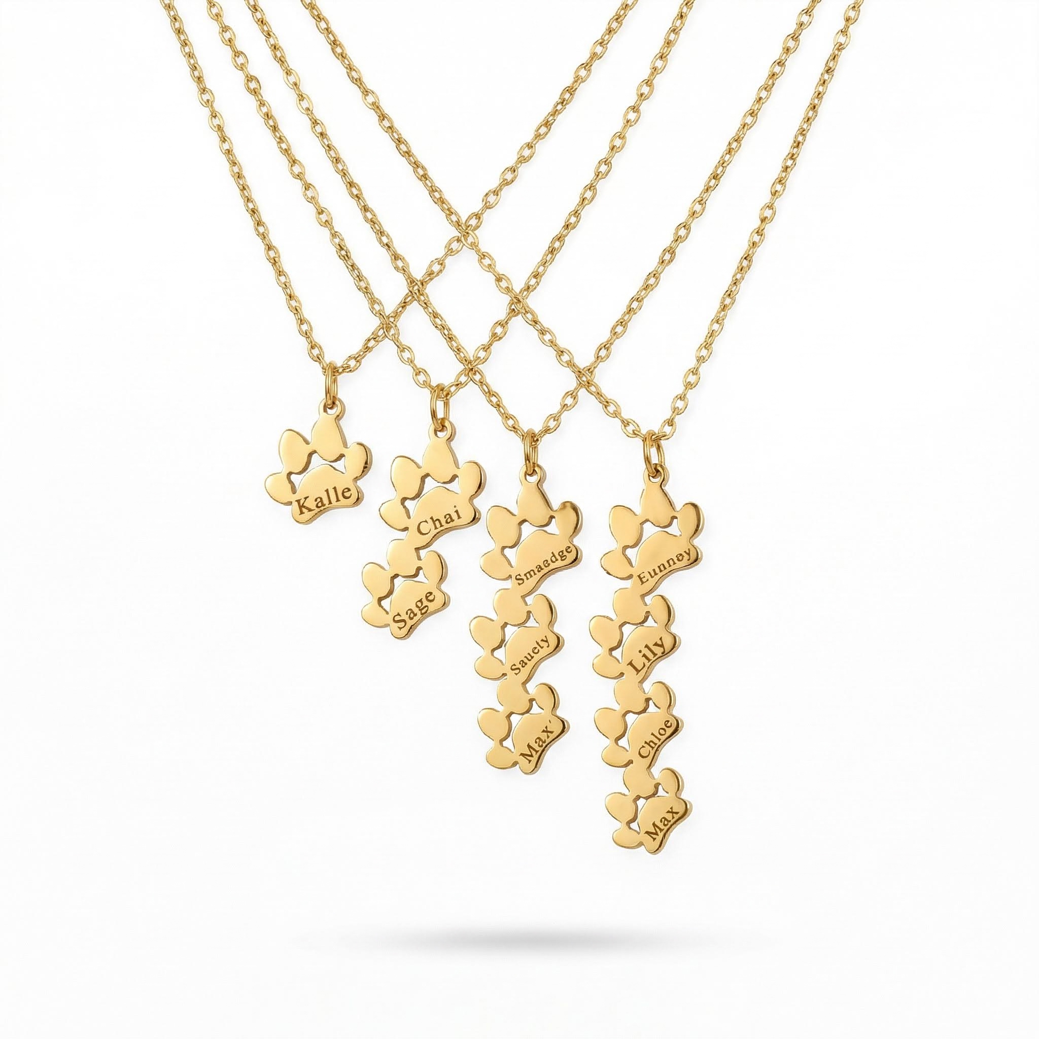 Custom Dog Paw Name Necklace
