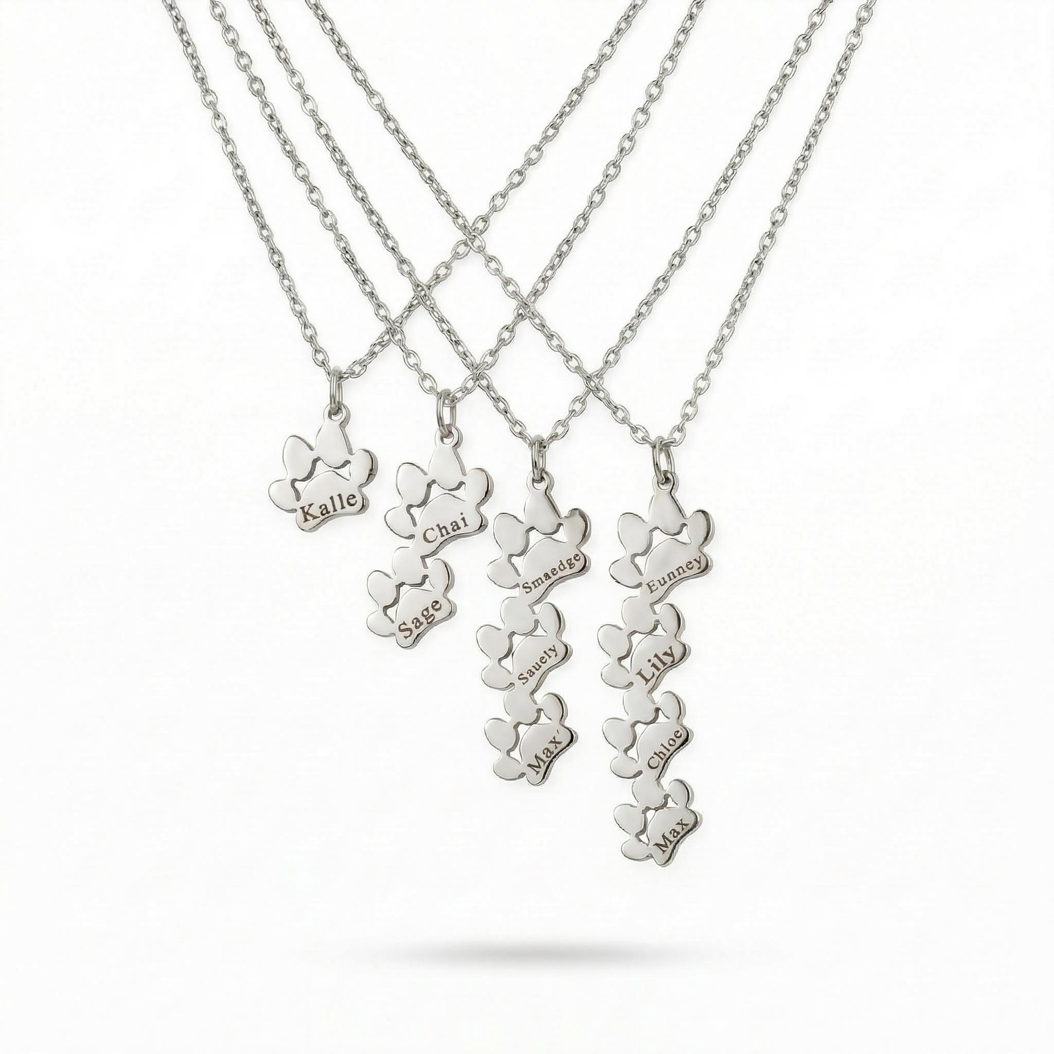 Custom Dog Paw Name Necklace