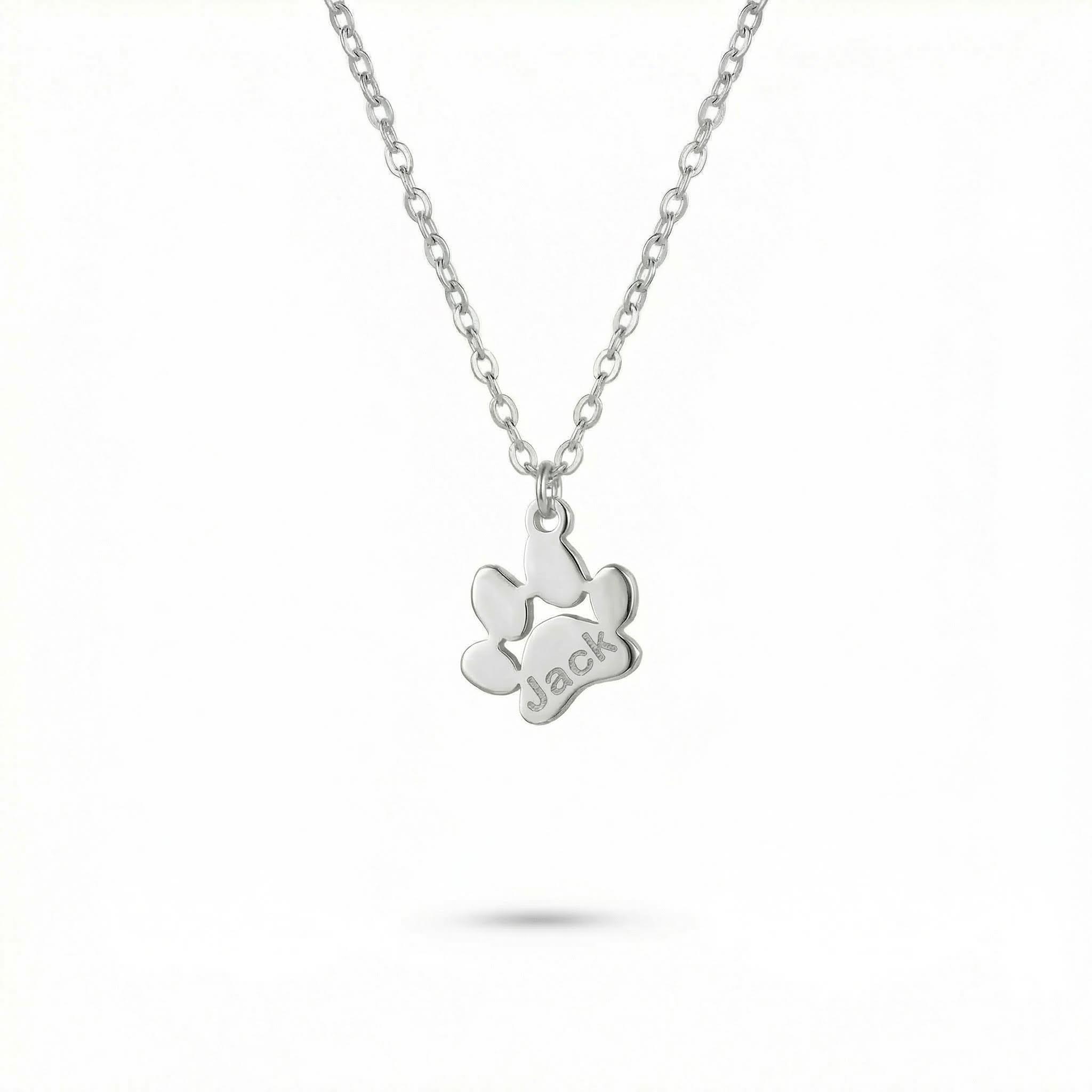Custom Dog Paw Name Necklace
