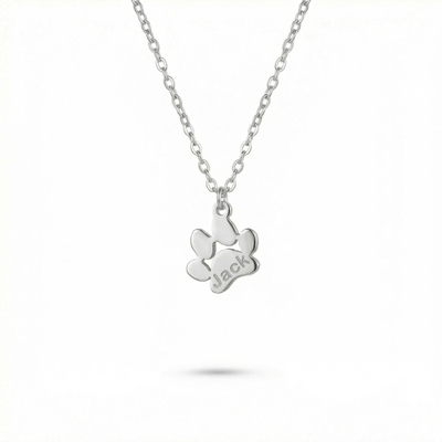 Custom Dog Paw Name Necklace