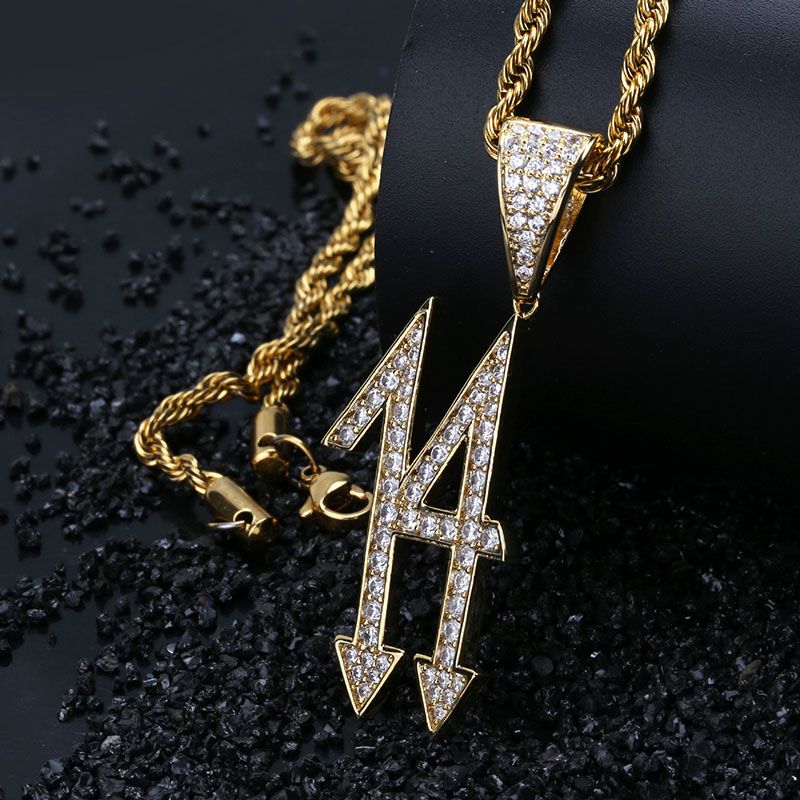 Iced 14 Pendant in Gold