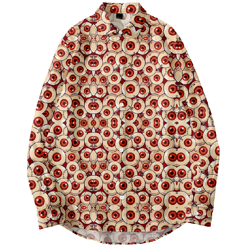 Halloween Eyeball Print Long Sleeve Shirt