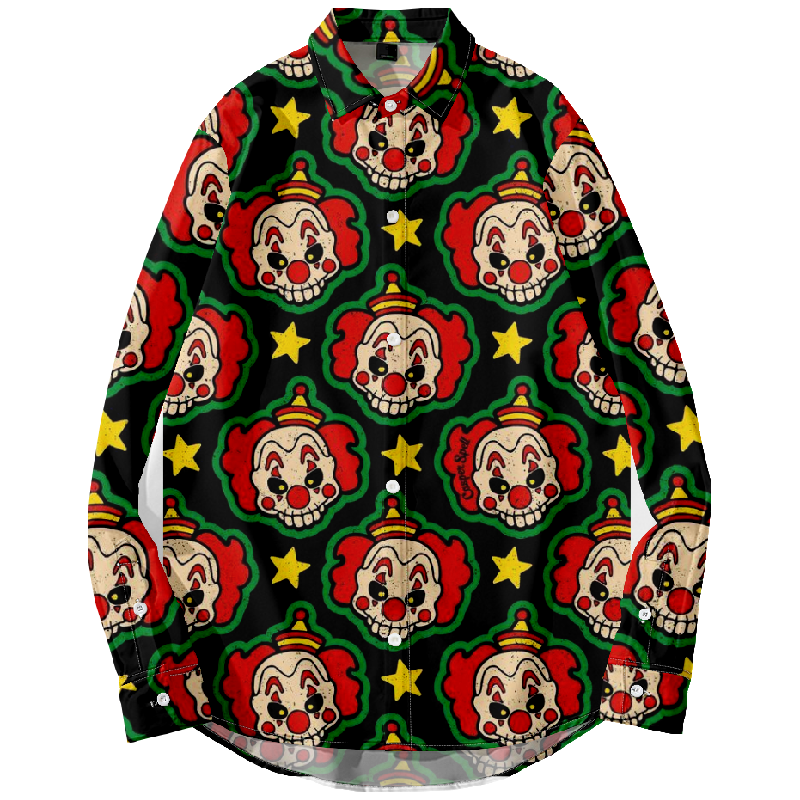 Halloween Clown Horror Print Long Sleeve Shirt