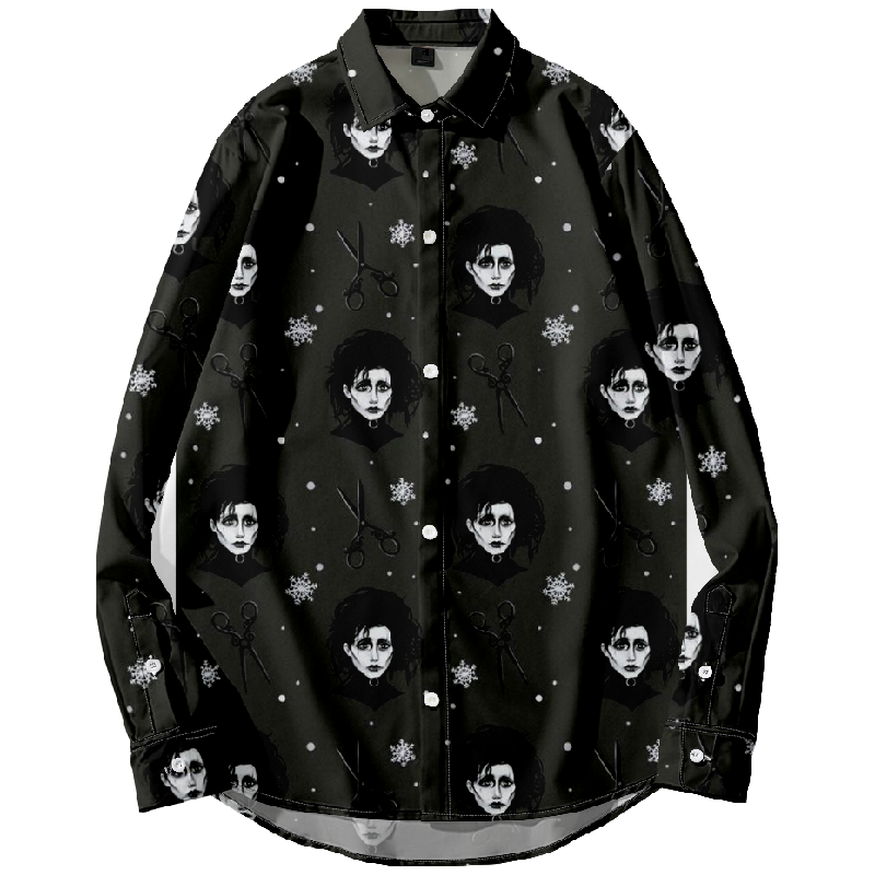 Halloween Clown Horror Print Long Sleeve Shirt