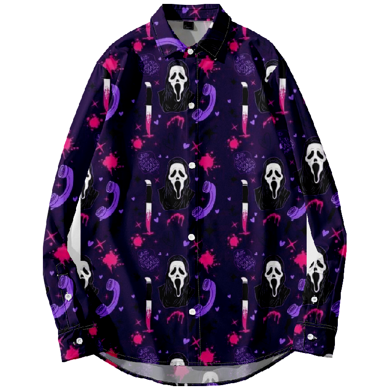 Halloween Clown Horror Print Long Sleeve Shirt