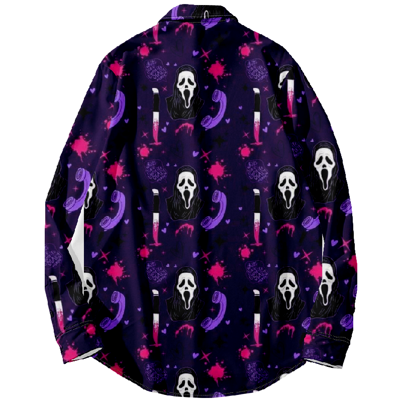 Halloween Clown Horror Print Long Sleeve Shirt