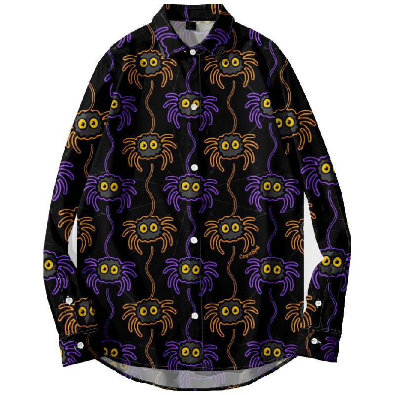 Halloween Spider Print Long Sleeve Shirt