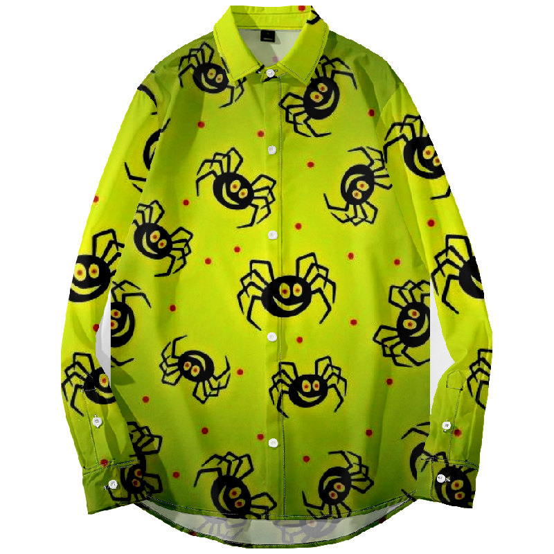 Halloween Spider Print Long Sleeve Shirt