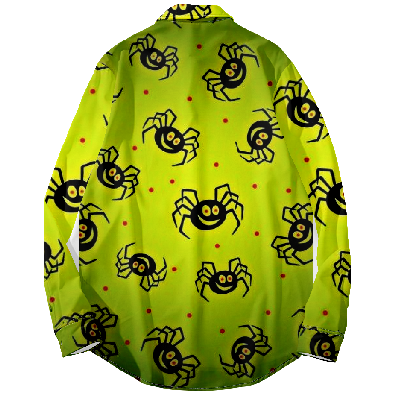 Halloween Spider Print Long Sleeve Shirt