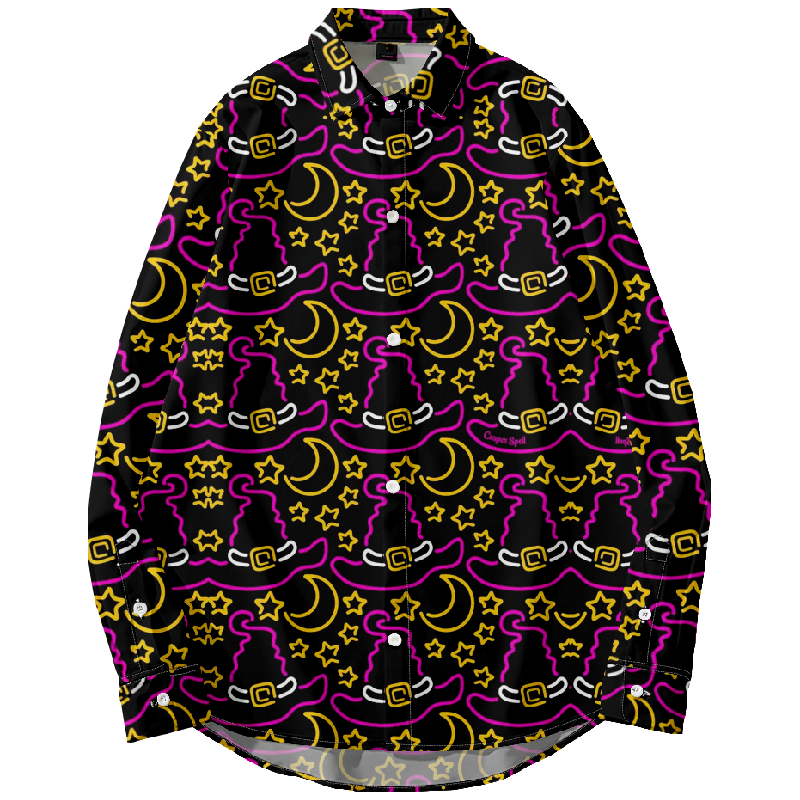 Halloween Wizard Hat Print Long Sleeve Shirt