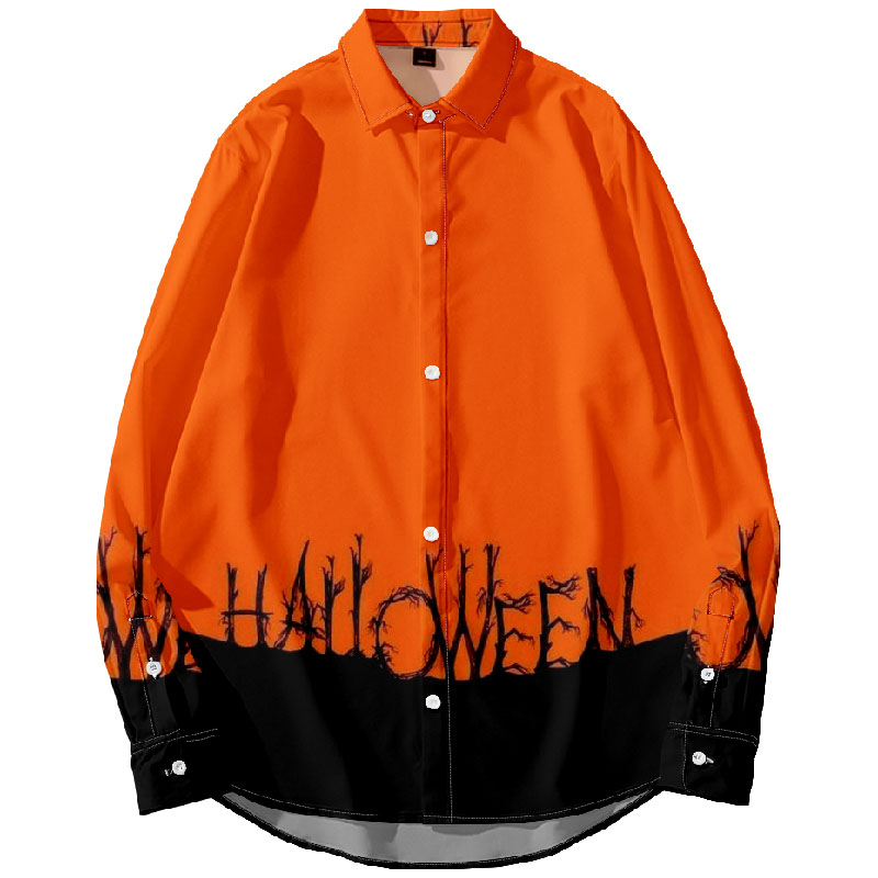 Halloween Wizard Hat Print Long Sleeve Shirt