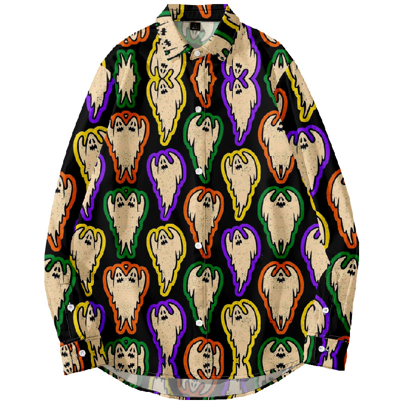 Halloween Wizard Hat Print Long Sleeve Shirt