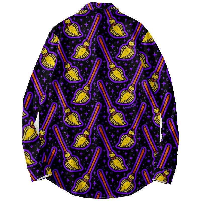 Halloween Wizard Hat Print Long Sleeve Shirt