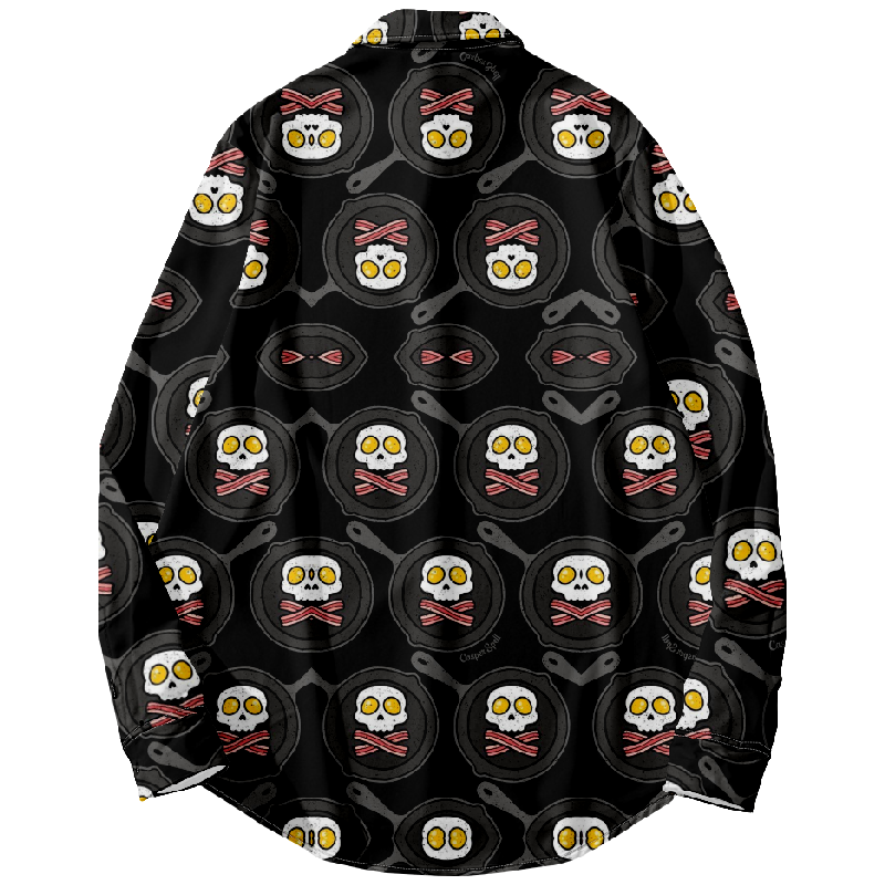 Halloween Skull Fried Egg Print Shirt