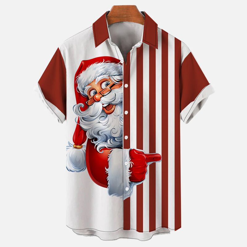 Fun Santa Print Short Sleeve Shirt