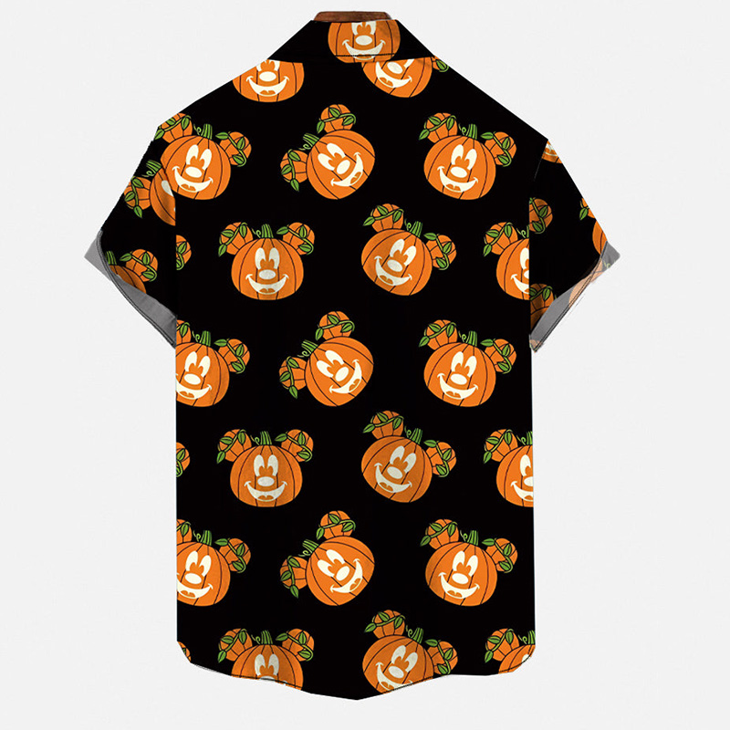 Halloween Charm Pumpkin Print Short Sleeve Shirt