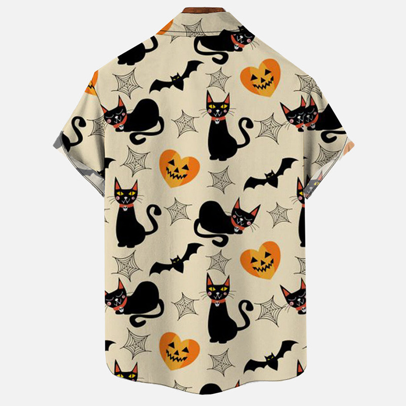 Halloween Charm Pumpkin Print Short Sleeve Shirt