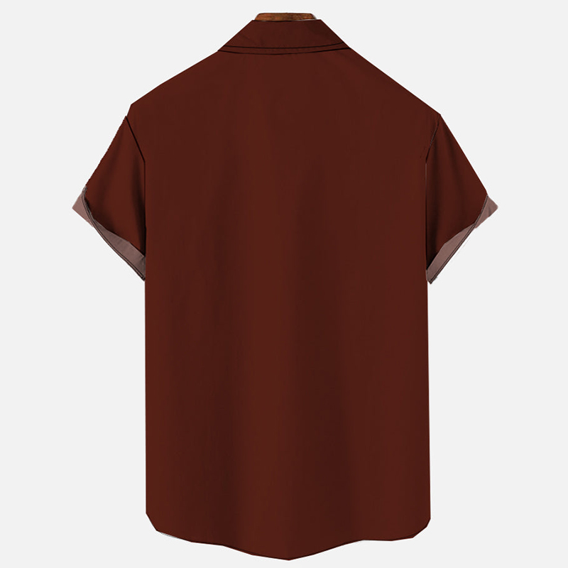 Christmas Elements Red Chestnuts Roasting Printing Men's Short Sleeve Shirt