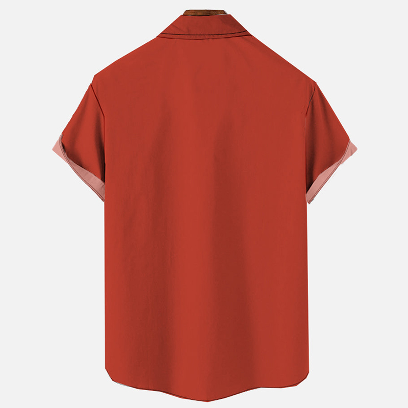 Christmas Elements Red Chestnuts Roasting Printing Men's Short Sleeve Shirt