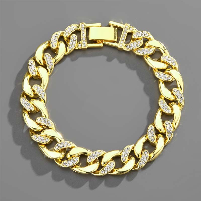 13mm Half Stones Miami Cuban Bracelet