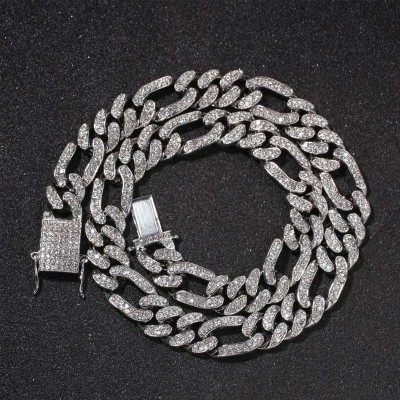 13mm Iced Figaro Necklace Chain