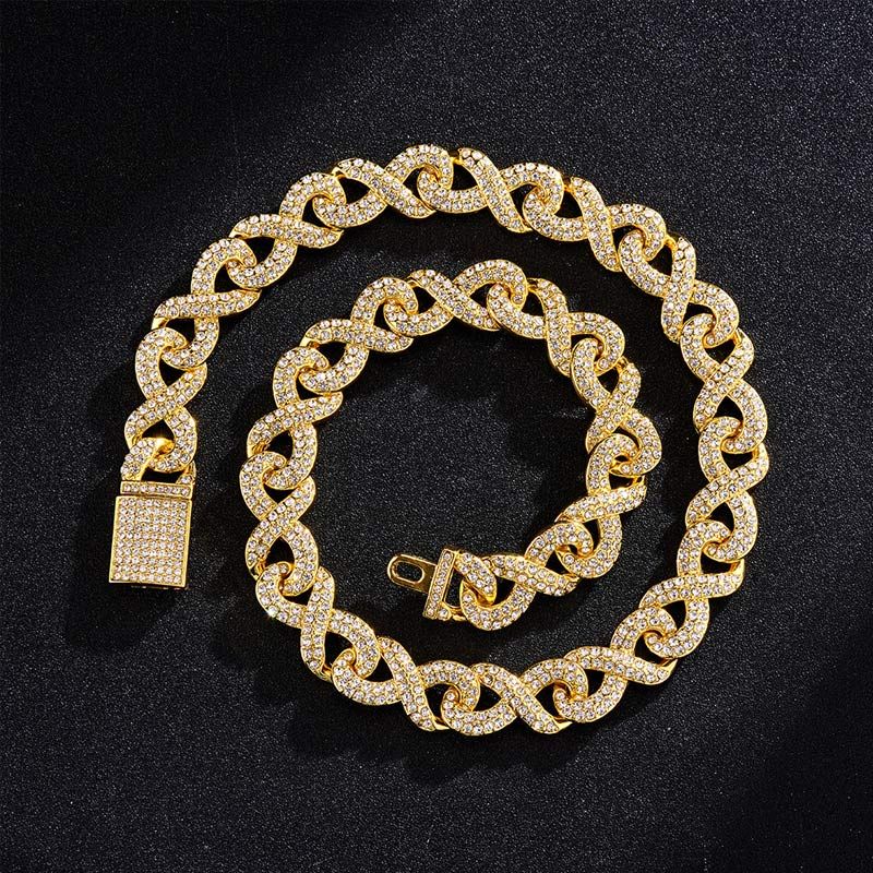 13mm Iced Infinity Chain With Box Clasp