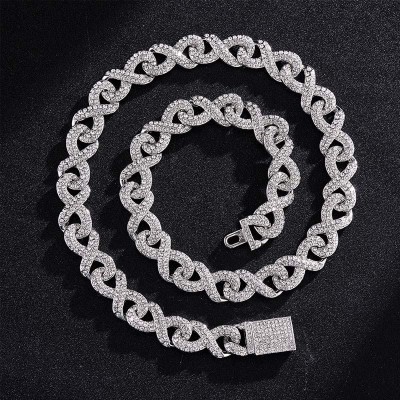 13mm Iced Infinity Chain With Box Clasp