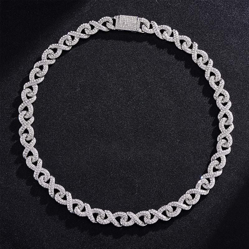 13mm Iced Infinity Chain With Box Clasp