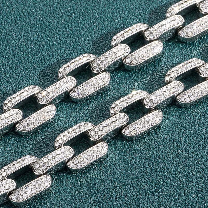 12mm Iced Cable Chain in White Gold