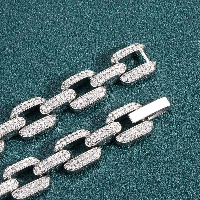 12mm Iced Cable Chain in White Gold