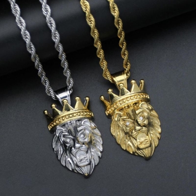 Crown Lion Stainless Steel Pendant