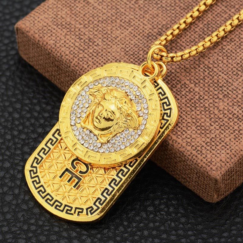 Fashion Character Gold Dog Tag Pendant